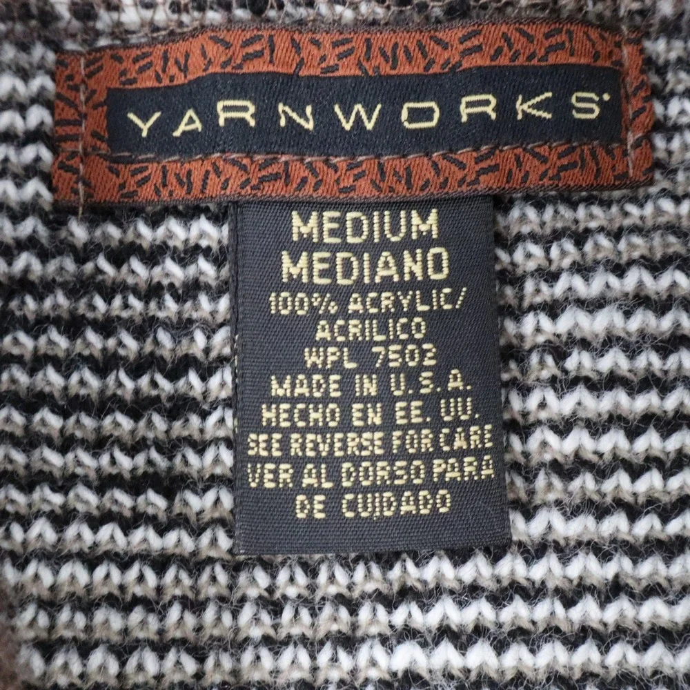 Yarnworks Cardigan Sweater Womens Medium Brown Southwestern Geometric Shawl Open